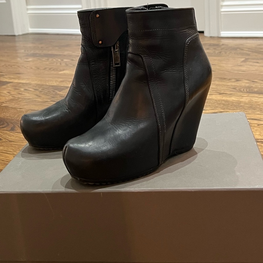 Rick Owens Dark Gray Heeled Boots